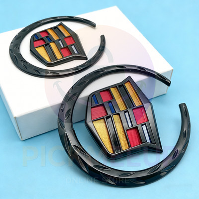Black Front Grille & Rear Trunk Lid Emblem Badge For Escalade CTS SRX ATS CT6