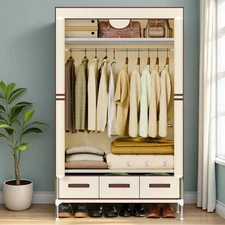 Portable Closet Wardrobe Clothes Rack Storage Organizer Shelf Stand w/ 3 Drawers