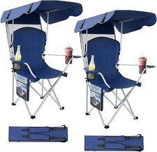 Folding Camping Chair with Canopy Portable Foldable Beach Chair w/ Sun Shade