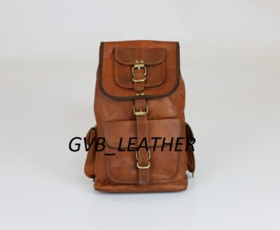 Echt Leder Vintage Rucksack Backpack Reisegepäck Wandern Camping Reisetasche