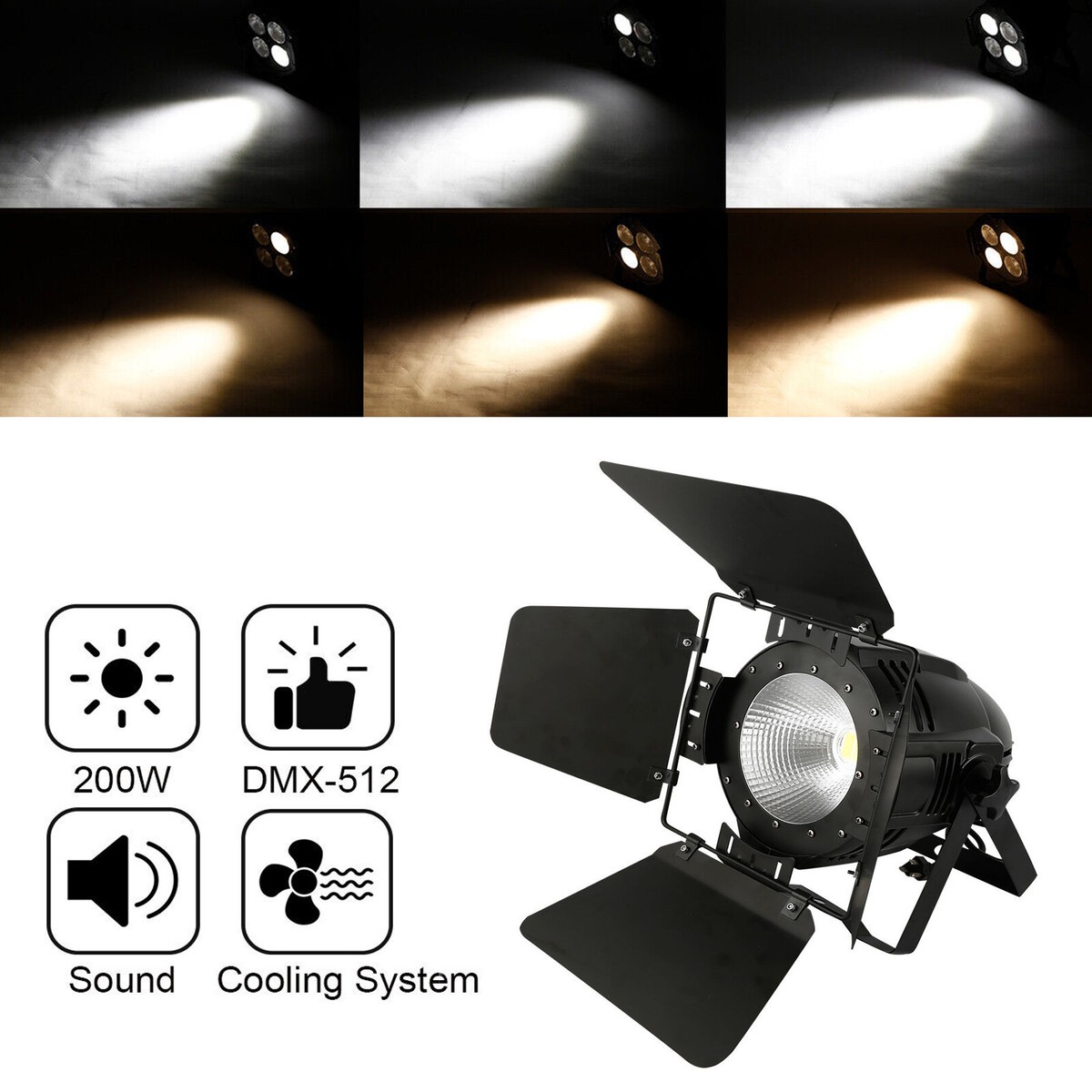 200W COB LED 舞台照明 DMX制御　x 2台 Amazon.com: TC-Home 200W 2-Head COB DJ Light Cool&Warm White