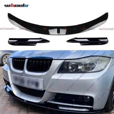 WHEELX For BMW 3 Series E90 E91 PRE-LCI Black Front Splitter Lip Spoiler M Sport 04-08