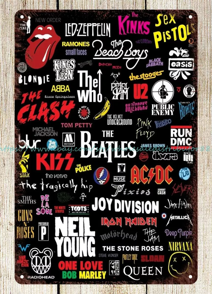 lodge cafe metal wall decor Rock Band Logos muic rock and roll