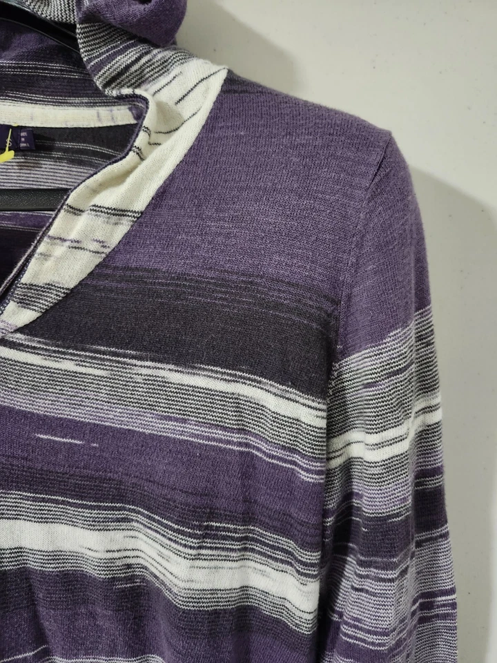 Sudadera Prana Para Mujer S Púrpura Sudadera con Capucha Pullover Cuello en V Rayas Suave Elastizada Cómoda Foto 4 de 4