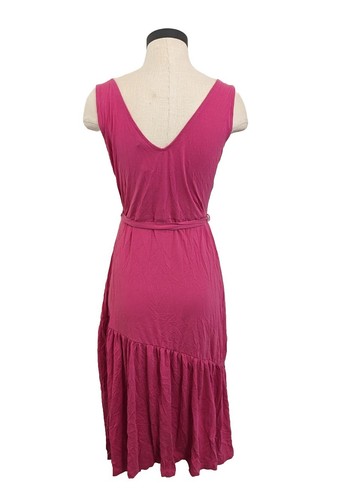 Banana Republic NEW Dress Ruffle Pink Sleeveless Size M Petite Tie Belt G - Picture 2 of 6