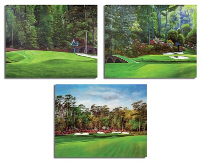 3 Canvas Frames Amen Corner Augusta National Golf Holes 11 12 13 Azalea Masters