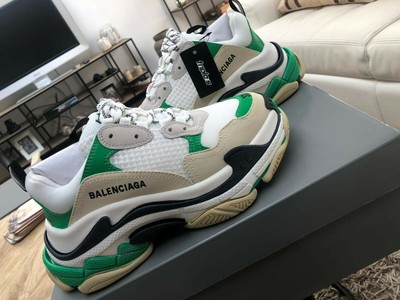 balenciaga triple s white green