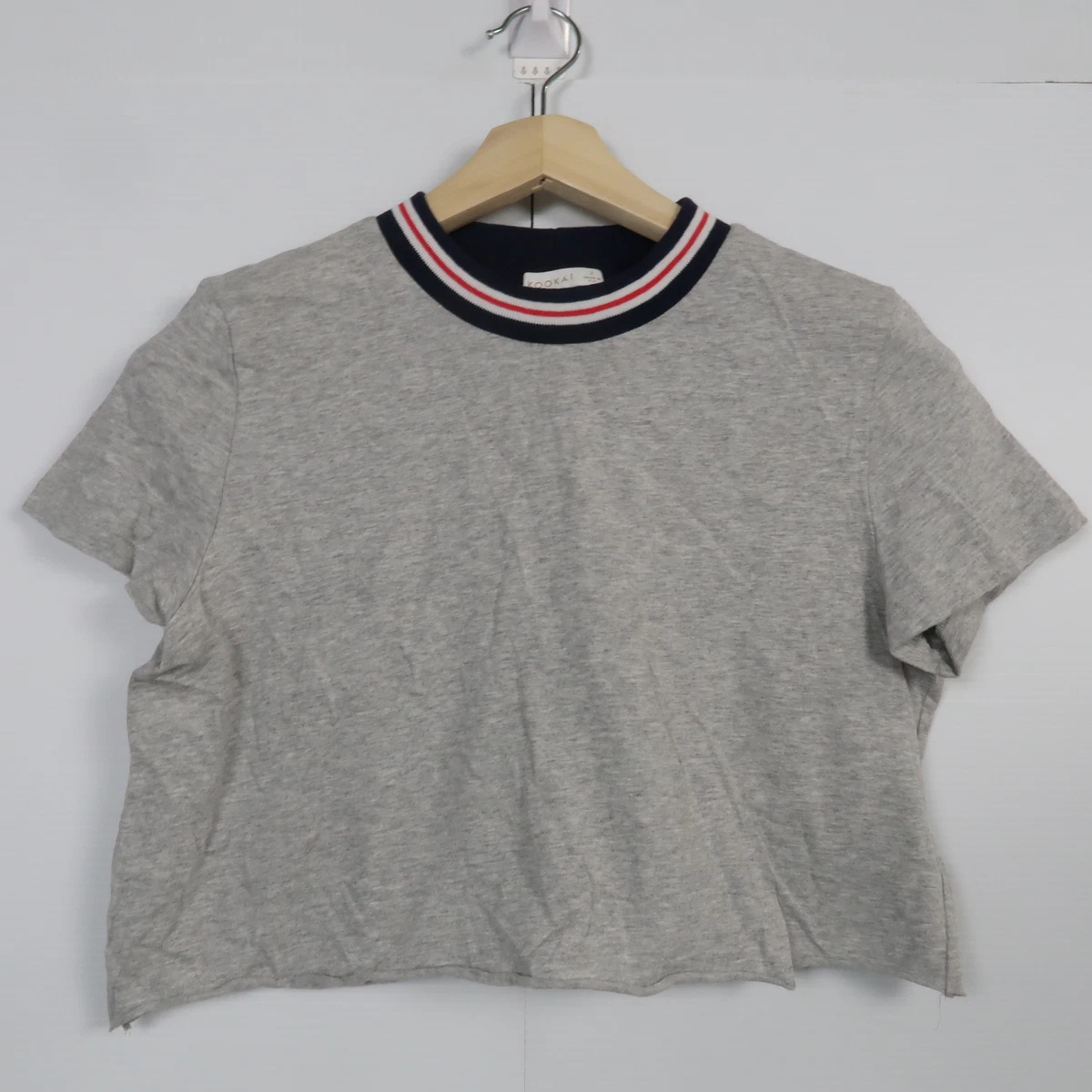 Kookai Womens Cropped Top Size 2 Grey Short Sleeve T-Shirt | eBay