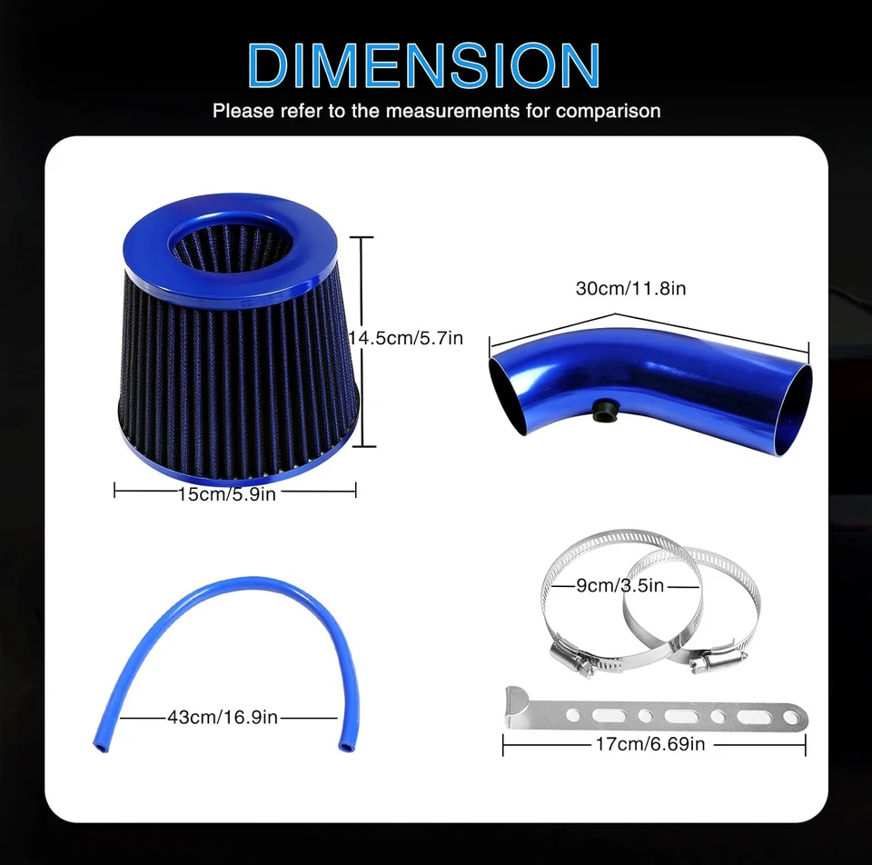 Blue 3" Cold Air Intake Filter Induction Pipe Hose Kit For Acura TL V6 3.2L 3.5L - Image 3 of 4