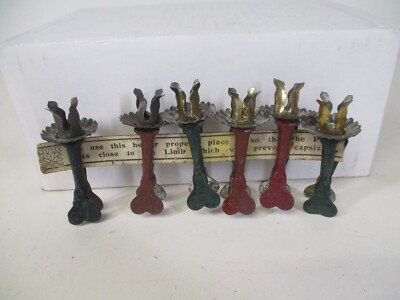6 Unusual 1800's Christmas Candle Clips on Orig Pkg Card #27
