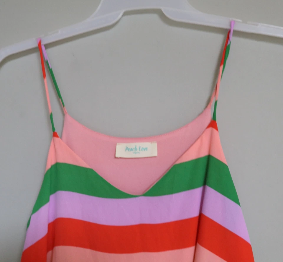 HONEY PUNCH TALLA PEQUEÑO MAMELUCO CORTO CORREA ESPAGUETI COLOR BRILLANTE RAYAS NUEVO Foto 2 de 4
