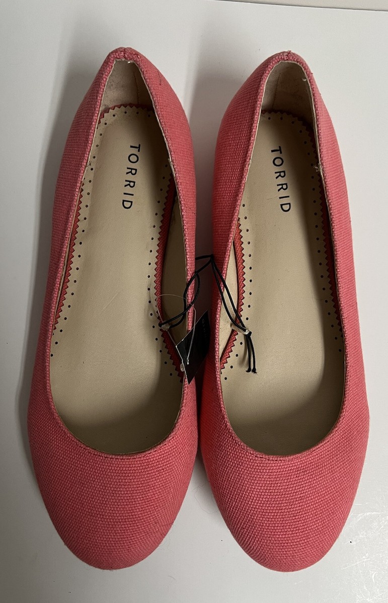 Torrid Ballet Flat Shoes Women's Wide Coral Canvas Slip On Loafers