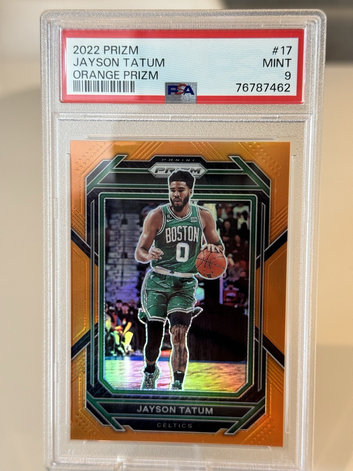 Jayson Tatum 2022 Prizm Orange Prizm /49 #17 PSA 9