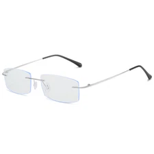 Men Metal Rimless Square Blue Light Blocking Reading Glasses Presbyopic Glasses