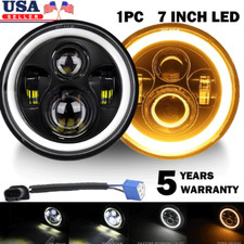 Brightest 7 Round Led Highlow Beam Headlight W Halo Drl Projector Headlamp