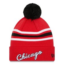 Chicago Bulls New Era 2021/22 City Edition Official Cuffed Pom Knit Hat NBA New