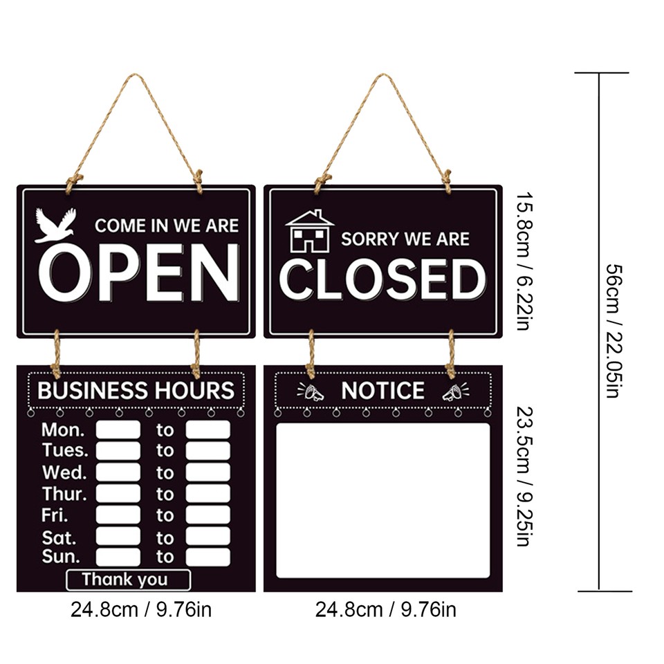Business Hours Sign Store Hours Sign Hanging Open and Closed Sign ...