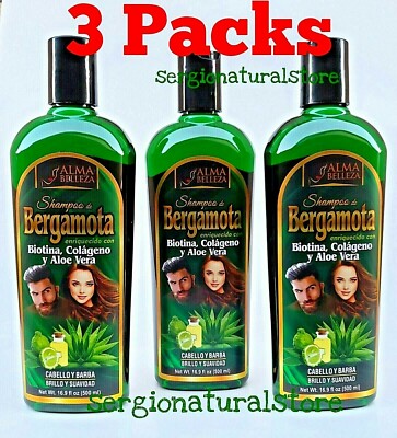 3 Packs Shampoo BERGAMOTA BIOTINA aloe Vera COLAGENO Keratin Hair & Beard  500ml | eBay.de