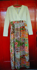 vintage dress 1960s tiki dress long dress hostess dress s small 26 waist 34 bust