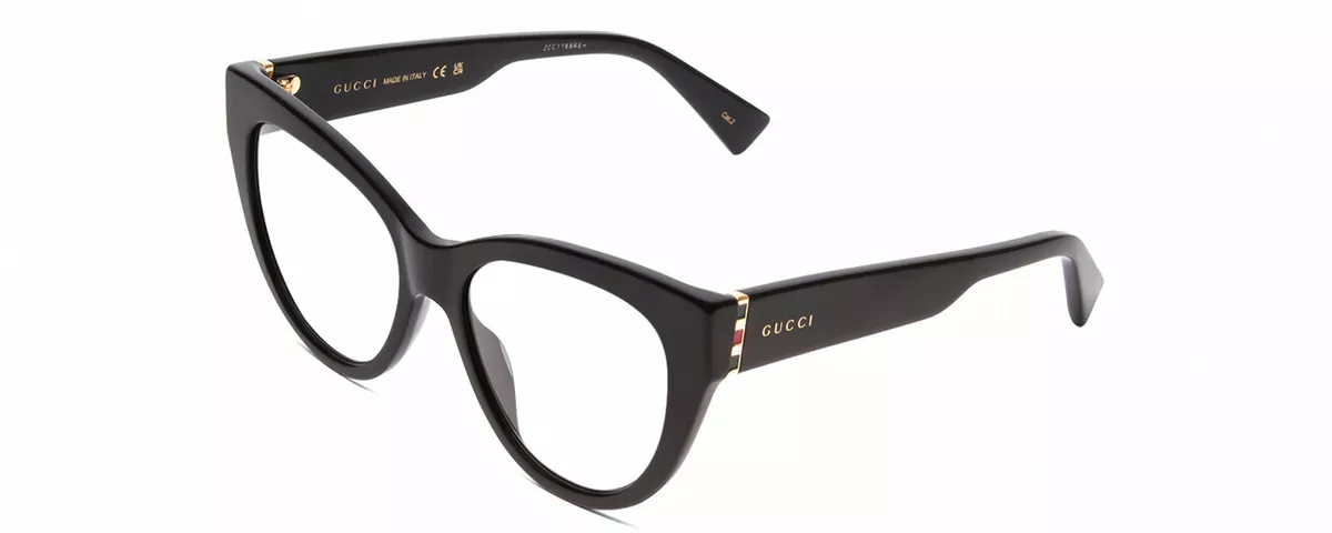 GUCCI GG0460S Designer Reading Glasses Gloss Black Gold Cat Eye
