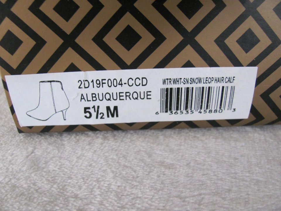 Charles David Alburquerque Snow Leopard Calf Hair Bootie-Side Zip-Size 5.5M-NIB - Изображение 3 из 4