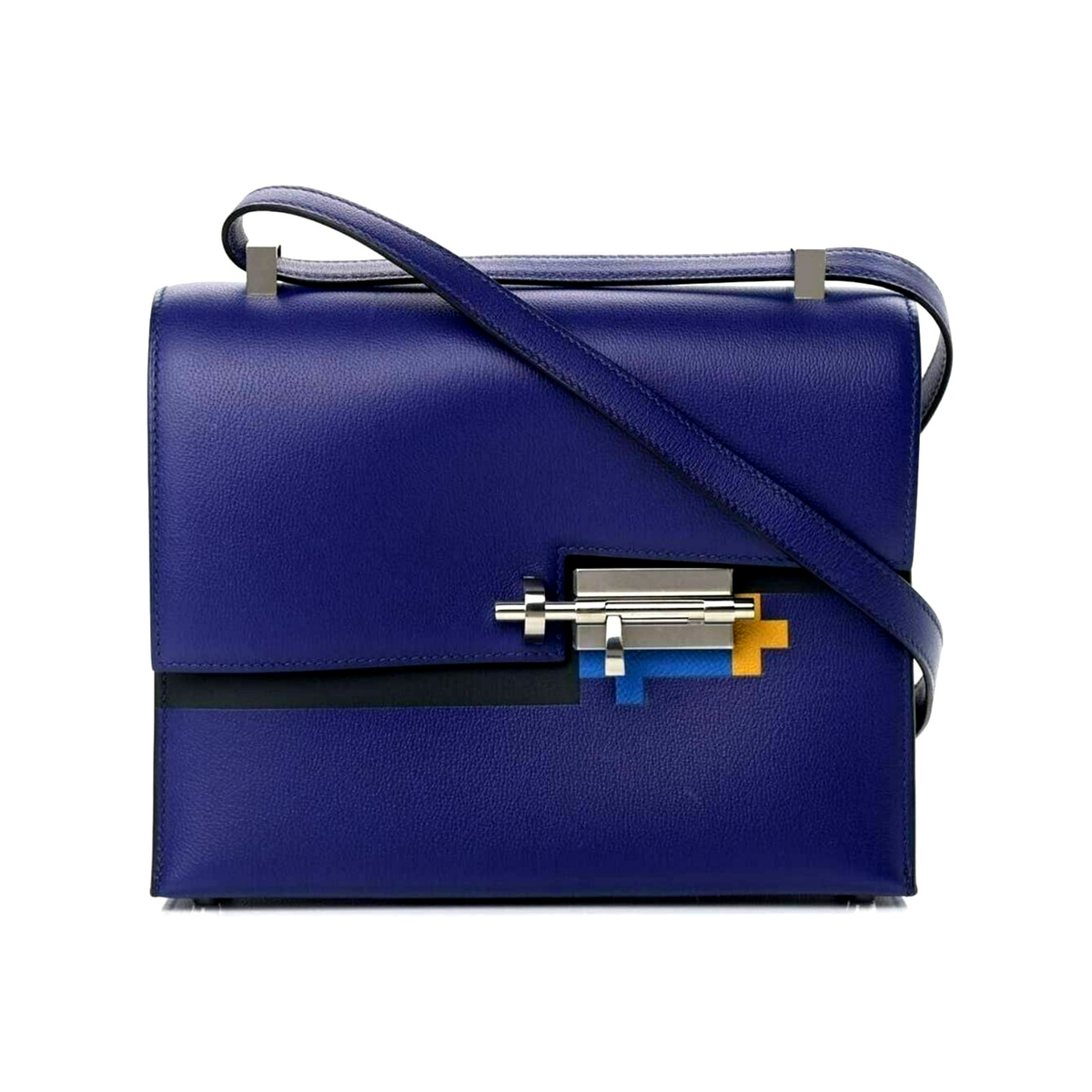 Hermes Verrou 21 Shoulder BAG Blue Encre Purple Epsom Palladium