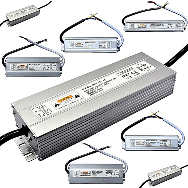 230 Volt / 12V Out - Transfo Power Supply 10 - 400 Watts - LED Halogen Driver IP 67-