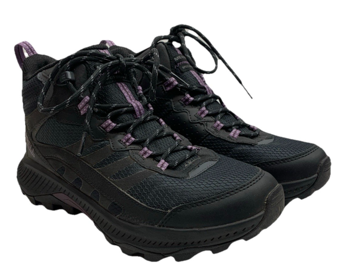 Merrell Women's Speed Strike 2 Mid Wp Black Boots 9.5 Black Purple