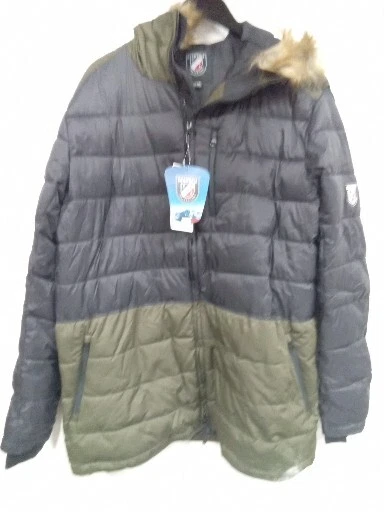 Chamonix Men's Down Puffer Jacket Size XXL Green Black Full Zip Insulated #6a4c