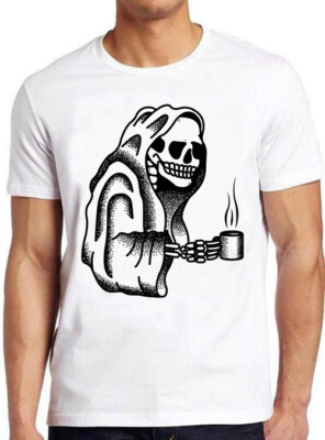 T-Shirt Tod vor entkoffeiniert Skelett lustig Meme Geschenk Gamer Kult Film M743