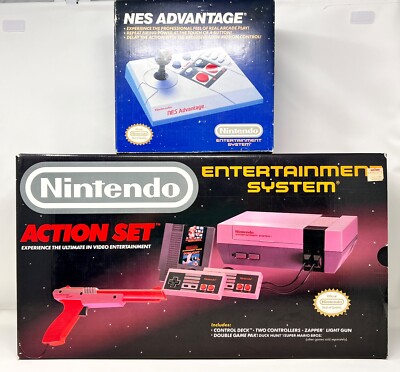 MINT CIB Nintendo NES 1985 Action Set w/ SEALED accessories + MINT NES ...