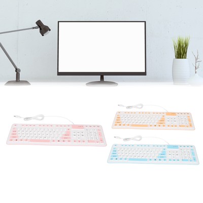 Foldable Silicone Keyboard 106 Keys Waterproof Dustproof Foldable USB Wired Kit