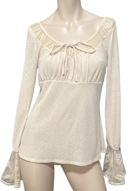 Blusa Campesina Lechera De Colección Express Boho Cottage Babydoll Manga Campana Y2K Angel Foto 2 de 4