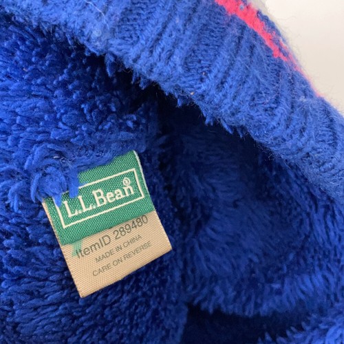 LL bean Colorful Blue Pink Snowflake Ski Hat Size Small Four pom Poms - Picture 4 of 7