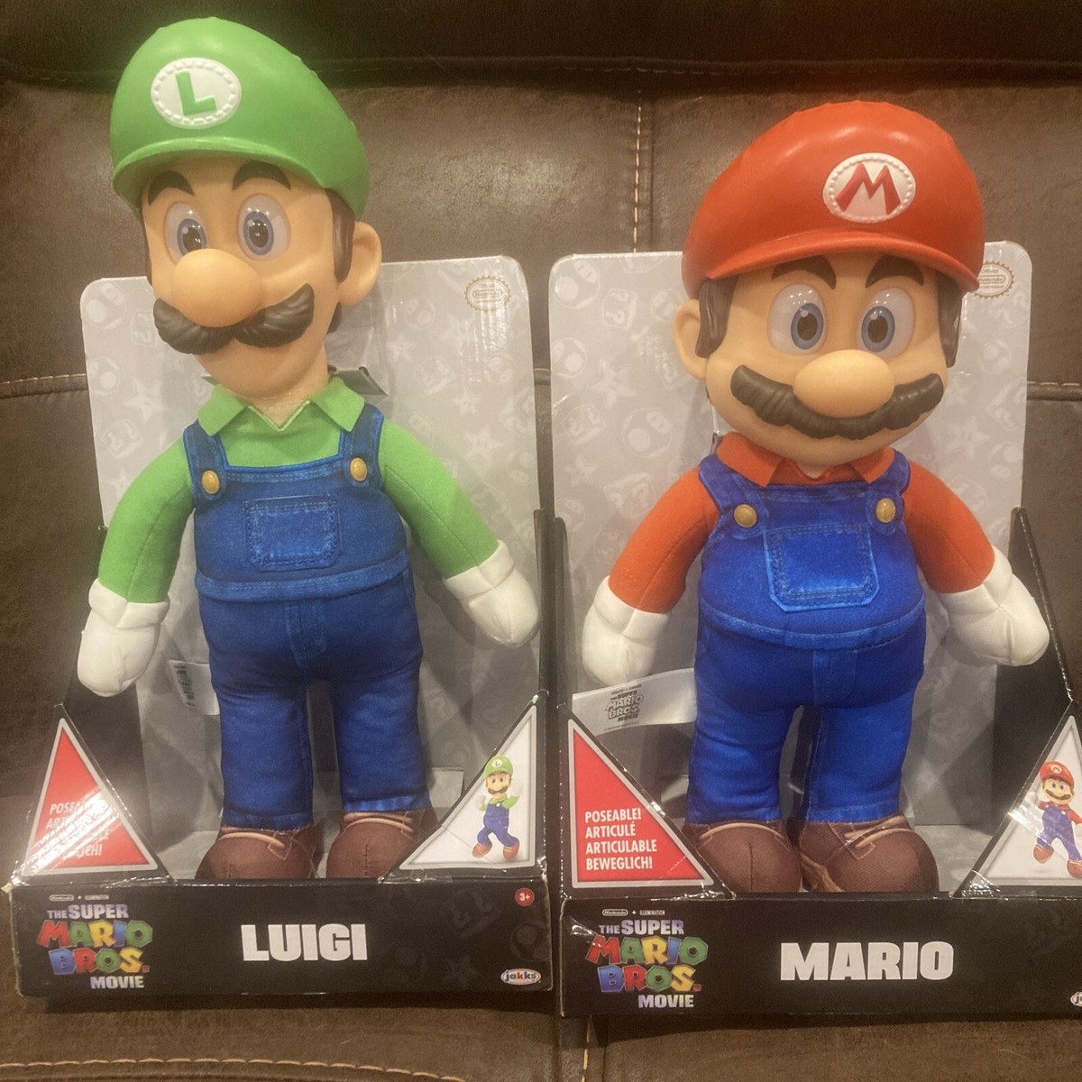 The Super Mario Bros Movie 15 Inch Mario And Luigi Poseable Plush NEW 2023