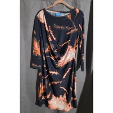 Simply Vera Vera Wang Navy Orange Abstract Floral Cowl Neck Sheath Dress Large