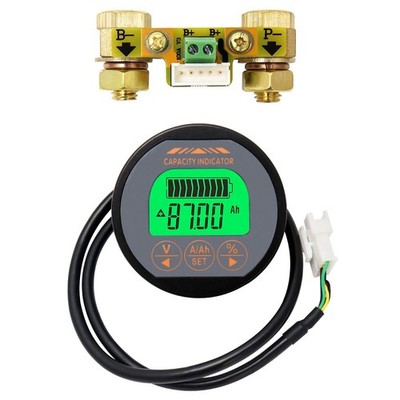 Battery Monitor Voltmeter Ammeter 8V-80V 0-100A LCD Meter w/ Cable