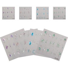 Nail Art Stickers 5D Embossed Self-Adhesive Nail Decals with Minty Gem Elegance