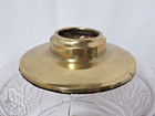 ANTIQUE VICTORIAN COMPOSITE OIL LAMP MAN & DOG FIGURAL STEM, EAPG GLASS FONT — photo 7