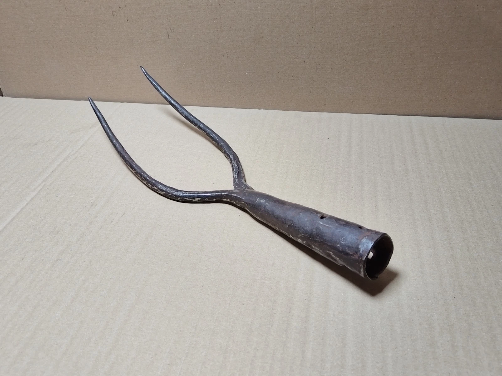VINTAGE ANTIQUE BIG HANDMADE AGRICULTURAR TOOL FROM WROUGHT IRON PRIMITIVE