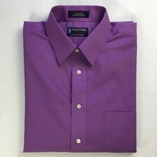 Stafford Mens Shirt 16 32-33 Purple Performance Broadcloth Super Shirt Utility