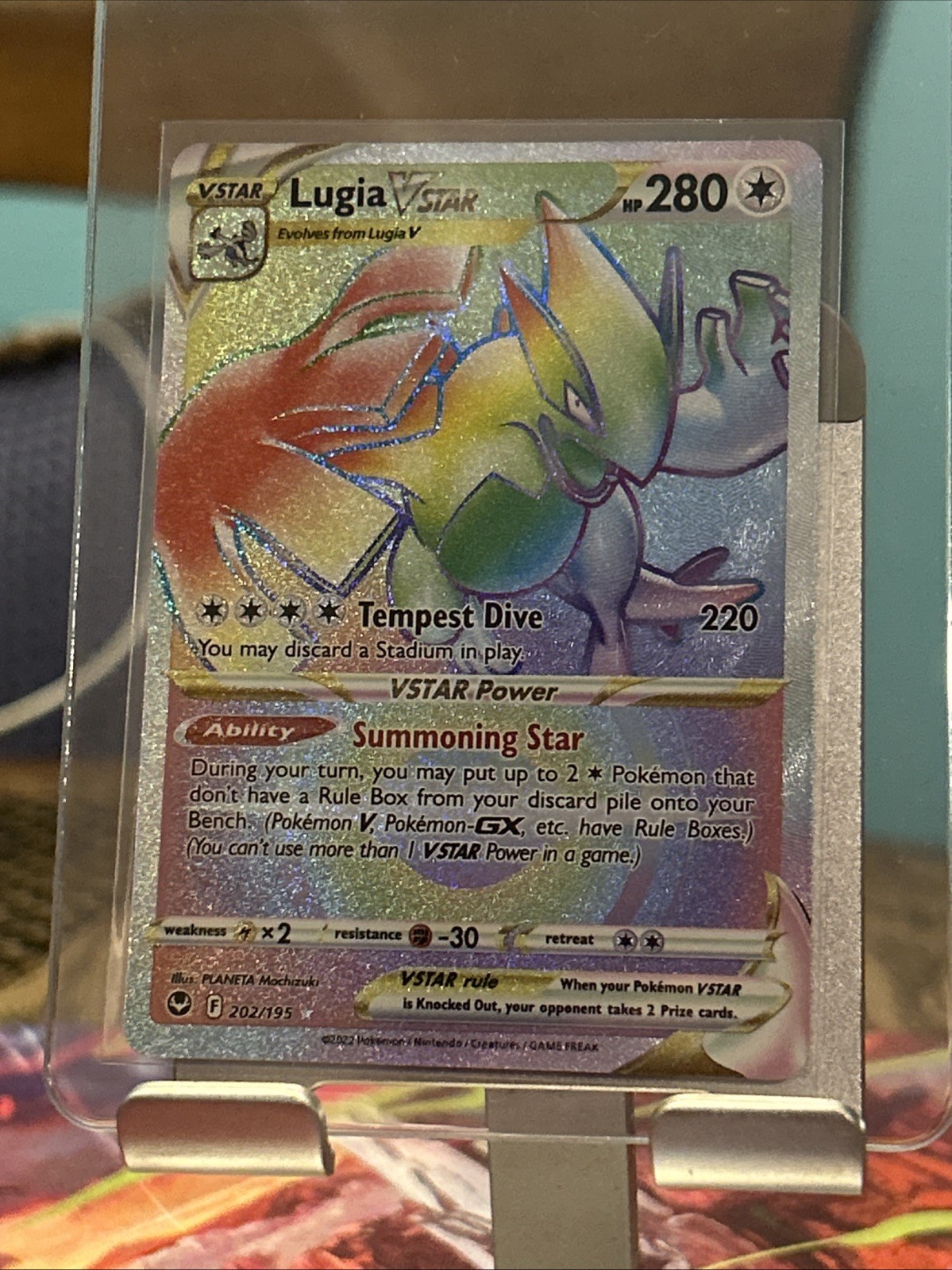 Pokémon TCG Lugia VSTAR Rainbow Secret Rare Holo Card Silver Tempest 202/195 NM