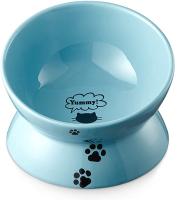 Y YHY Elevated Cat Food Bowl, Ceramic Raised Bowl, Tilt Angle Protects Cat'S Spi