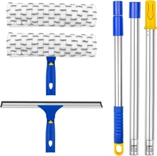 ITTAHO Window Cleaning Kit 12" Squeegee + 11" Microfiber Washer w/handle NEW