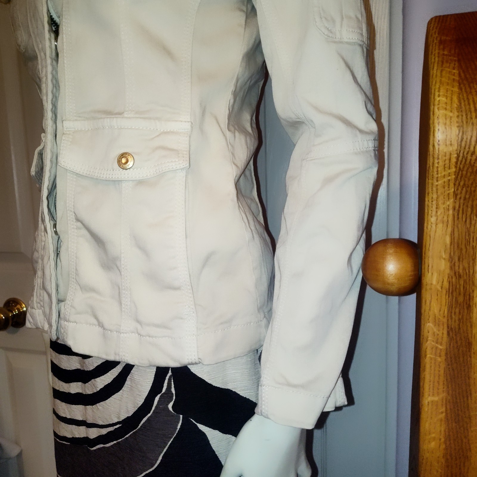 kenzie jeans Cream Colored Light Beige Utility Ja… - image 8