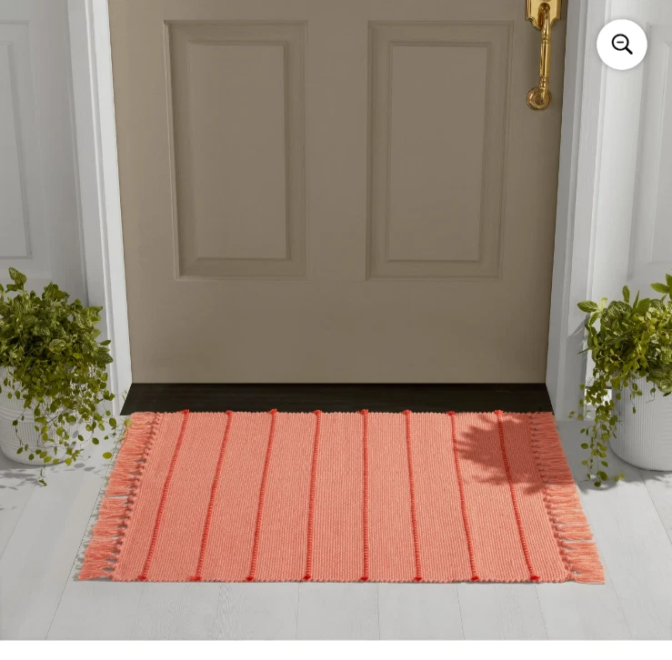 Indoor/Outdoor Layering Rug, Orange Stripe,24" x 36" - Image 4 of 4