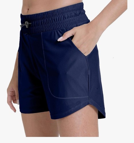 Athletic Running Shorts Women Lightweight Gym Workout w/ Liner Pockets. XS Navy - Bild 3 von 4