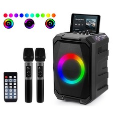 Kids Adults Portable Wireless Party or Karaoke Speaker Machine w/ Wireless Mics