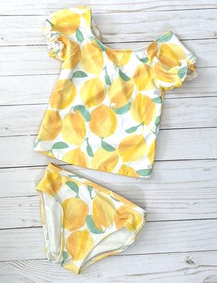 Toddler 2T Carters Just One You Lemon Print Two-Piece swim suit