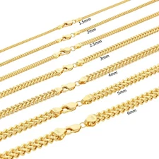 14k Yellow Gold 1.5mm-5mm Franco Box Necklace Bracelet Chain Mens Womens 7"- 30"